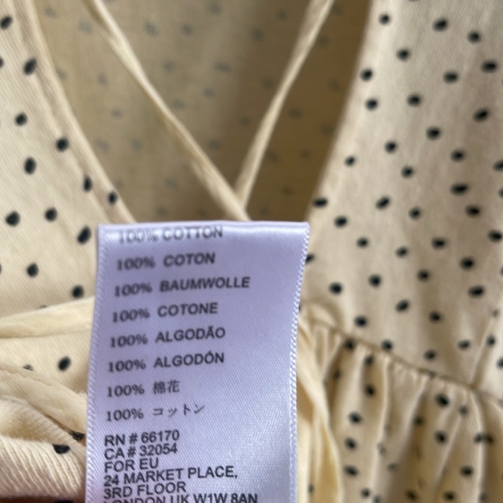 Urban Outfitters Yellow Polka Dot Puff Sleeve Open Back Top - Picture 5 of 7